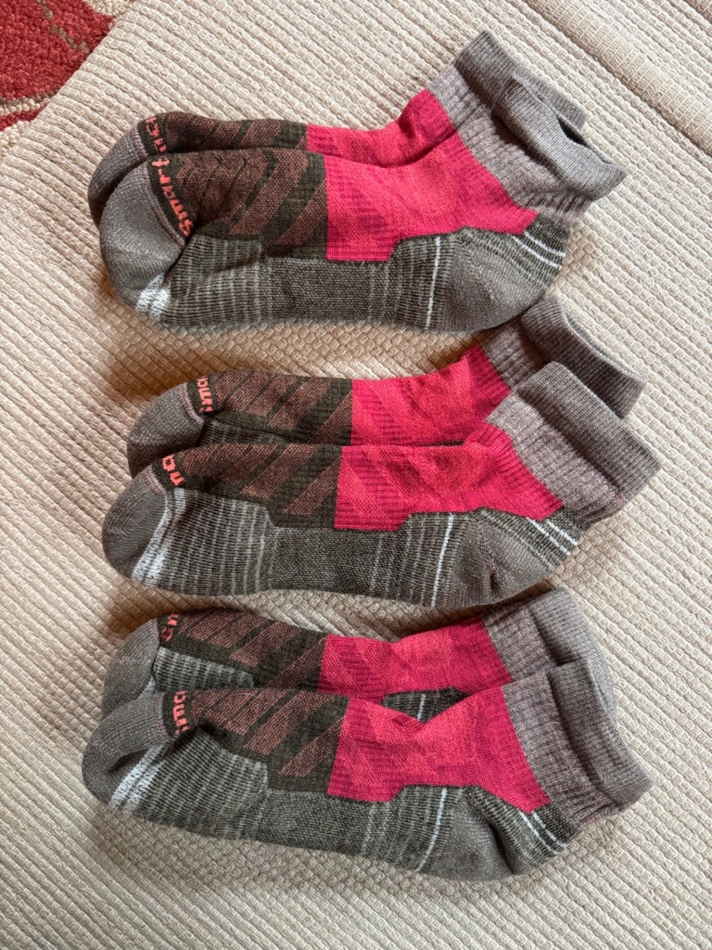 Smartwool 3 pair hike low crew merino wool socks NEW magenta taupe women’s L